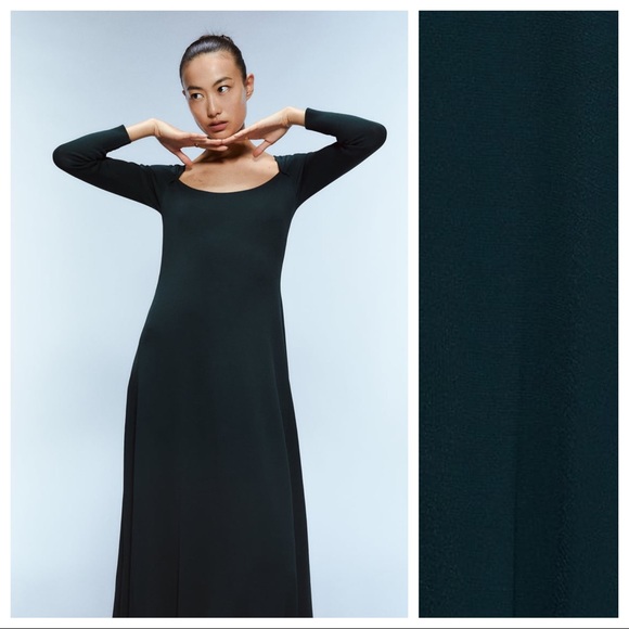 COPY - NWT. Zara Green Knit A-line Maxi Dress. Size S. - Picture 2 of 9